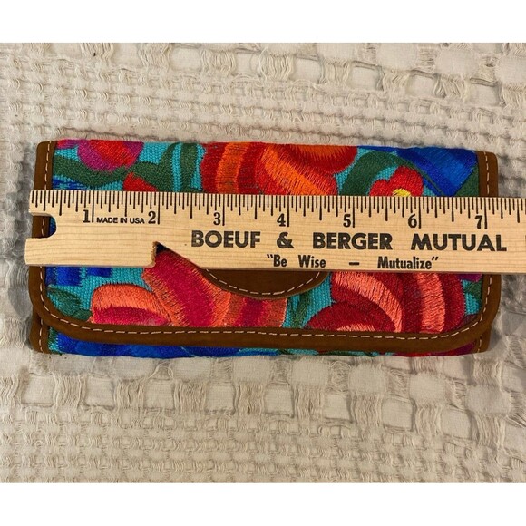 Mexican Handcrafted Wallet Clutch Trifold Embroidered Purse 4 Credit Card Slots - Picture 9 of 10